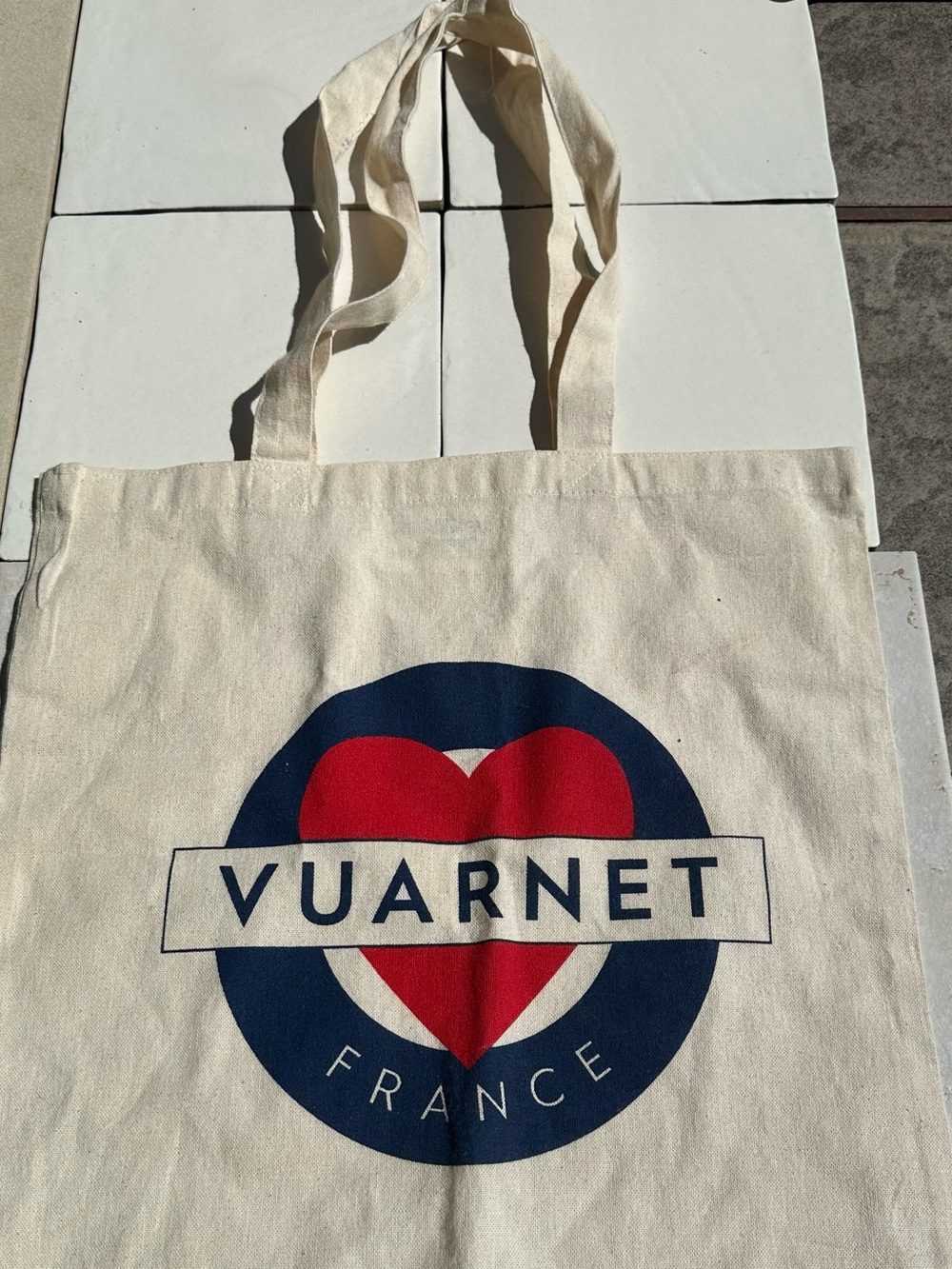 Vuarnet Canvas Tote with Red Heart and Navy Logo